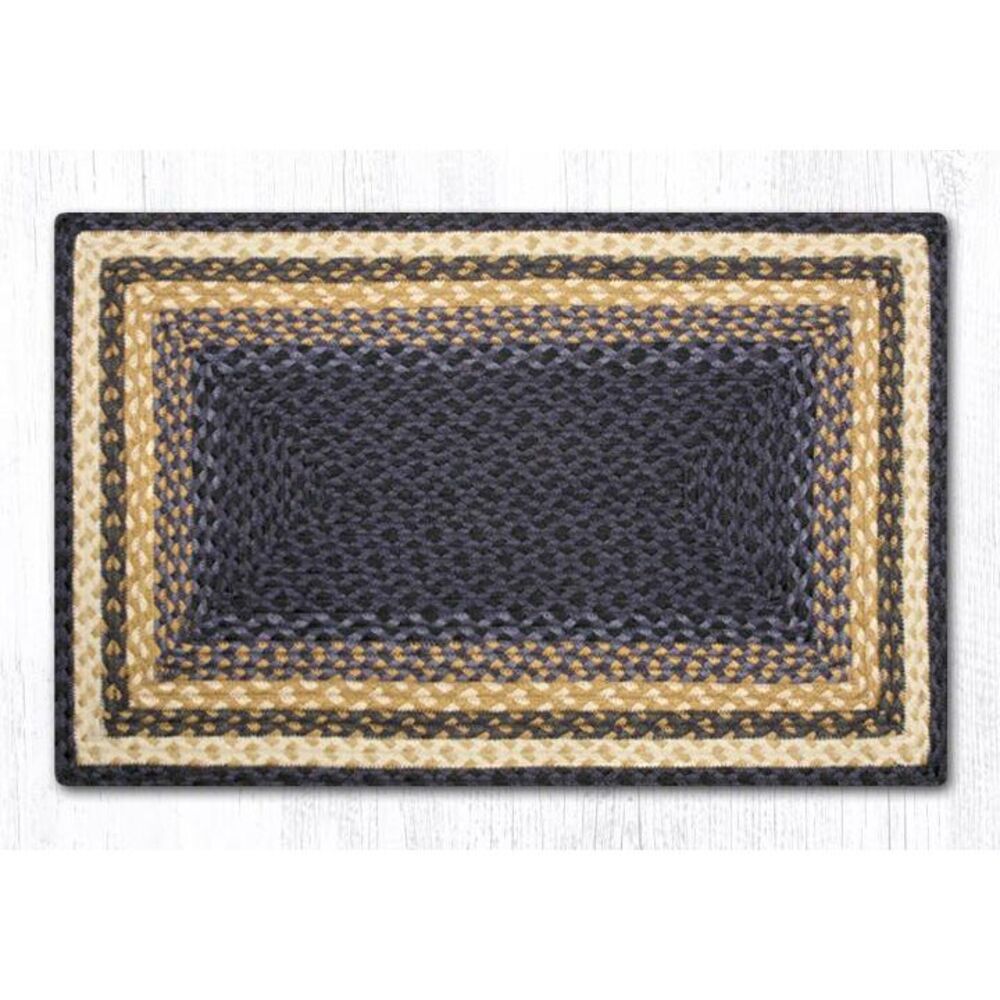 Earth Rugs RC-79 Lt. Blue / Dk. Blue / Mustard Oblong Braided Rug 20" x 30"